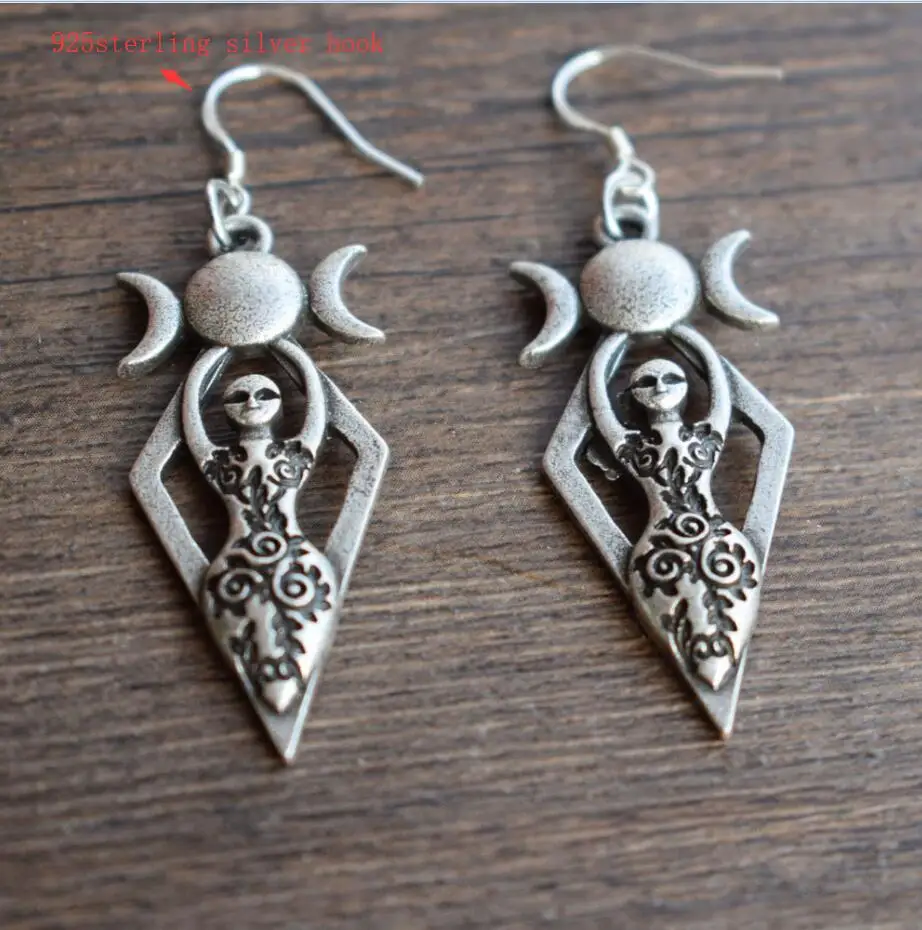 Серьги wiccan Celtics Triple Moon языческая богиня с священной мамой подарок для