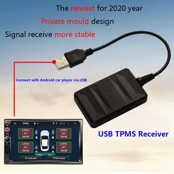 

USB Android TPMS Tire Pressure Monitoring System USB Android TPMS Auto Security Alarm Systems Tyre Pressure 5V 4 Sensors