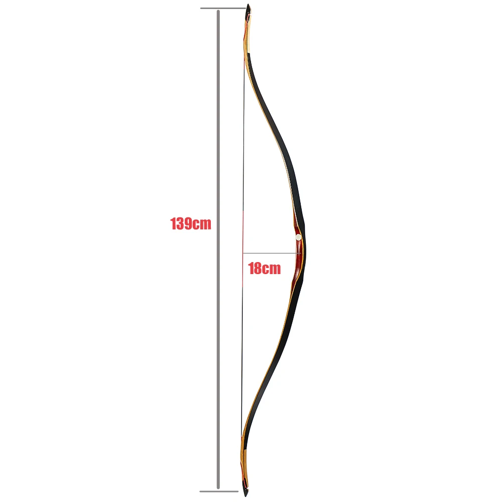 Toparchery Стрельба из лука 54 '' длинный лук открытый охотничий изогнутый лук цельный традиционный деревянный охотничий лук для правой/левой руки