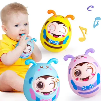 

Newborn Baby Tumbler Toy Funny Cartoon Style Wink Nod Sound Tumbler Toy Kids Children Educational Rattle Development Toys