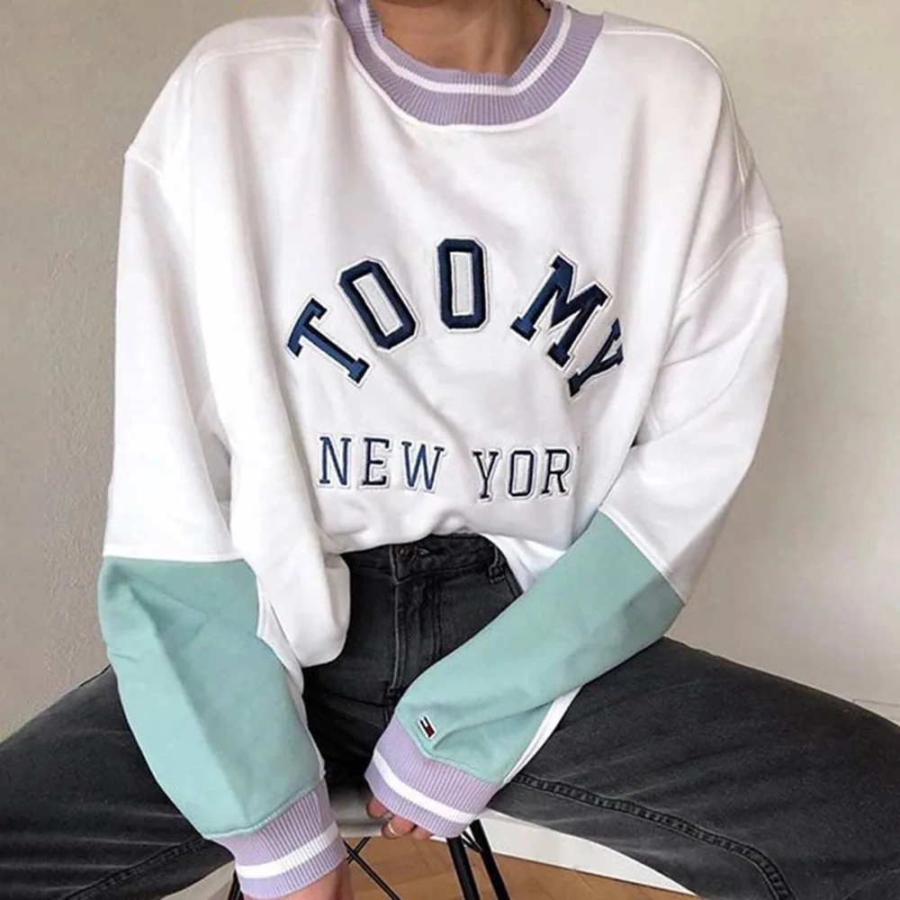 

Muyogrt Brand Letter Print Fashion White Sweatshirt Women 2020 Autumn Loose Tops Y2K Girl Casual Long Sleeve Clothes