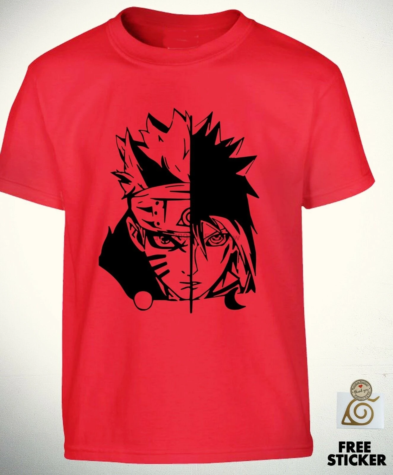 Us 699 Naruto Vs Sasuke Red T Shirt Uchiha Sharingan Tee Cool Anime Gift Top Boys Kids On Aliexpress