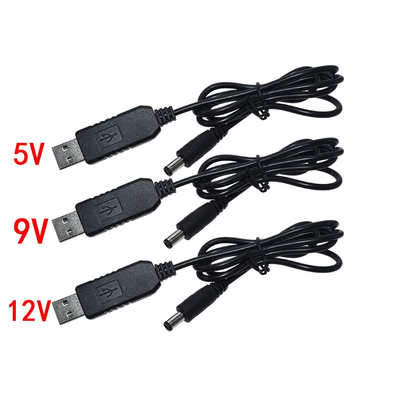 Usb power boost linha dc 5 v para dc 9 v/12 v step up módulo conversor usb adaptador cabo 2.1x5.5mm plug