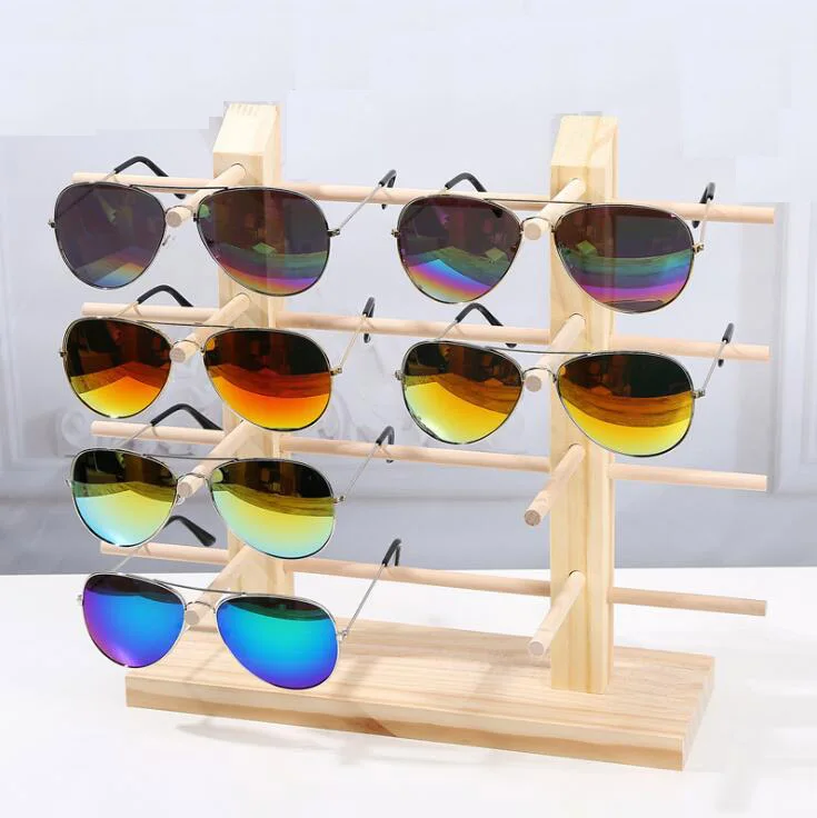 High Quality  Natural Pine Wooden Scented Sunglasses Display Rack Shelf Eyeglasses Show Stand Jewellery Organizer Glasses Show double row wooden sunglass display shelf show case racks sunglasses show stand