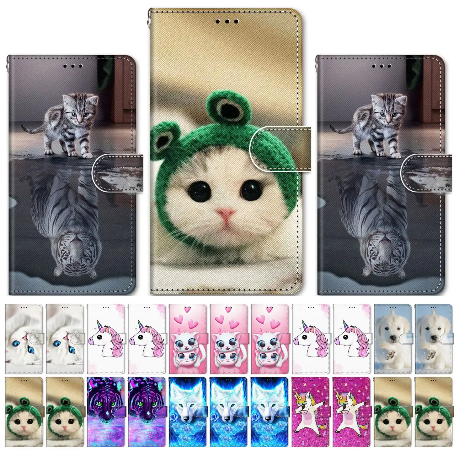 Чехол с откидной крышкой для телефона Sony Xperia 10 L2 L3 X XA XA1 XA2 Plus Lion Unicorn Frog Kitty бумажник