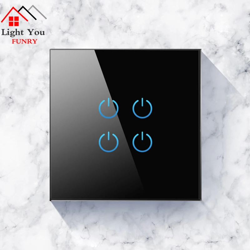 

1 2 3 4 Gang 1 Way 2 Way Household wall touch sensor switch socket touch smart single fire line tempered glass panel 86*86mm