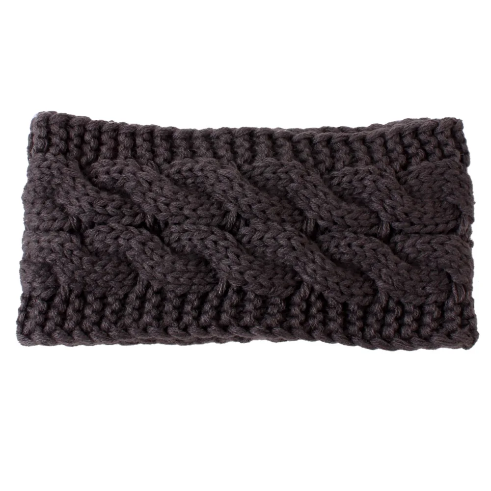 F Зимняя теплая повязка на голову Женская эластичная широкая вязаная головная повязка для волос девушки элегантные волосы лента аксессуары - Цвет: F