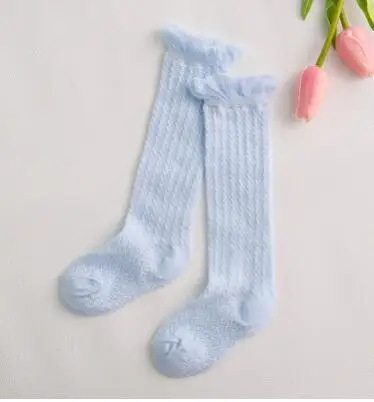 Blue knee mesh Гетры до колена для маленьких девочек; сетчатые дышащие чулки-трубы; красивые однотонные гетры для маленьких принцесс; гольфы для новорожденных - Цвет: Blue knee mesh