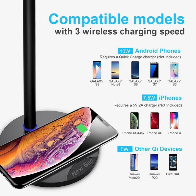 Headphone Stand with Wireless Fast Charging Aluminum Headset Holder Smart Phone Charger Adapter for ios Android