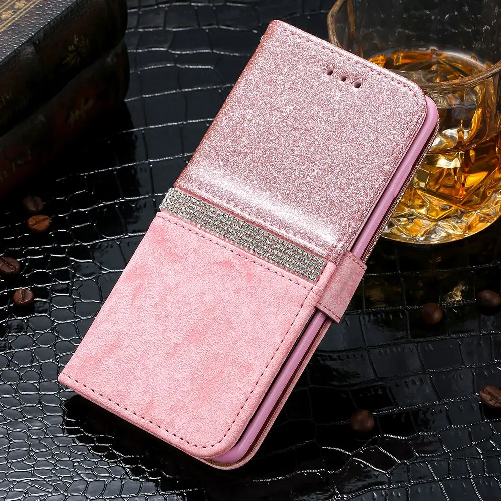 LCHULLE роскошный флип-Кошелек из искусственной кожи чехол для samsung Galaxy A6 J6 Plus A3 A5 J3 J5 Магнитный блестящий чехол для телефона