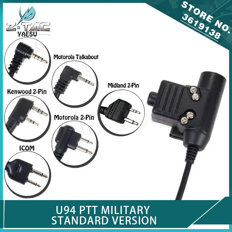 Z Tactical Airsoft U 94 гарнитура PTT U94 2 Pin для KENWOOD/моторных разговоров о/2-Way/Midland/ICOM BaoFeng UV-82 радио