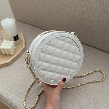 

Women's Bag Summer Women's Bag Fashion Small round Bag Messenger Bag Women's All-match Ins Rhombus Chain Bag