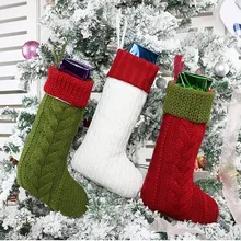 19X32.5CM Christmas Sock Gift Bag Knitting Sock Shaped Candy Gift Bags DIY Christmas Tree Decoration Hanging Ornaments