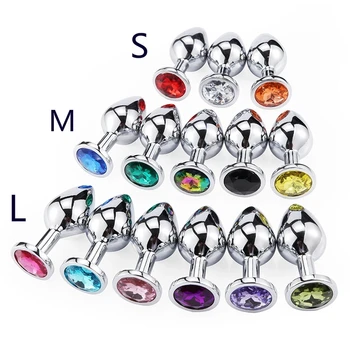 7Color S/M/L Sex Vibrator Stainless Steel Metal Anal Plug Sex Toys for Adults Bondage Restraints Women Men Gay Butt Plug 2