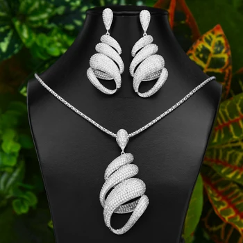 

GODKI Korean 2PCS Tornado Necklace Earring Sets For Women Accessories Brazil Brincos Bijoux Gifts pendientes mujer moda 2020