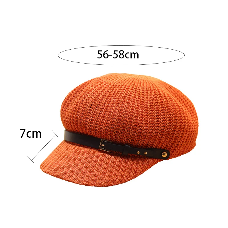 Spring Summer Artist Straw Paper Belt Beret Hat For Women Sun hat Visor Breathable Cap Outdoor Casual Painter Boinas Newsboy Hat