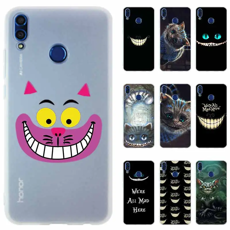 

Phone Case Silicone Cover for Huawei Honor 20 9X pro 10 9 lite 9i 8a 8X Max 8C 7X 7A Pro 6X V20 PLAY Cheshire Cat Smile