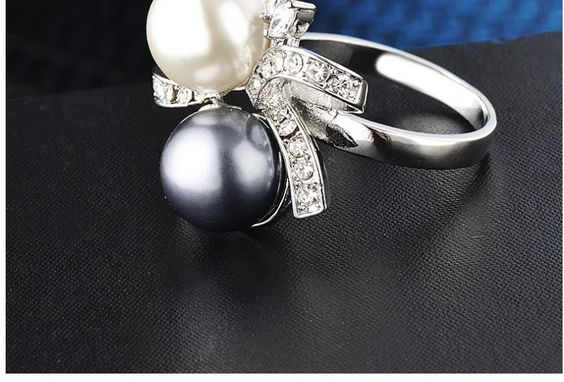 Минималистский геометрический для невесты, для свадьбы, помолвки кольцо для Для женщин белый черный жемчуг Медь серебро Модные украшения