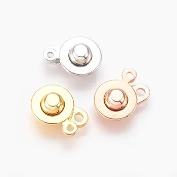 

5Set Real Gold/RoseGold Plated Brass Snap Clasp Connector for Jewelry Making DIY Accessories Findings 15.5x9x4.5mmHole:1.2~1.5mm