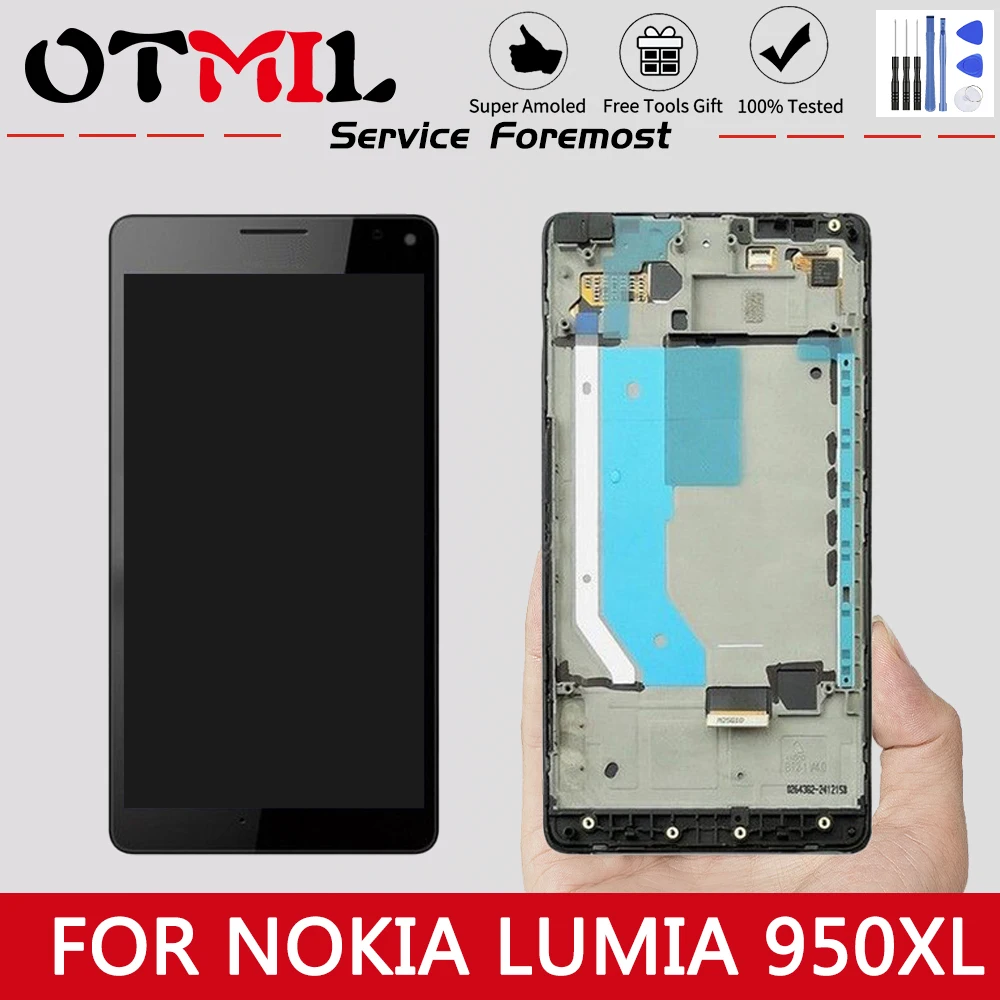 5," OTMIL Super AMOLED для NOKIA microsoft Lumia 950XL lcd сенсорный экран с рамкой для NOKIA Lumia 950 950XL дисплей RM-1116