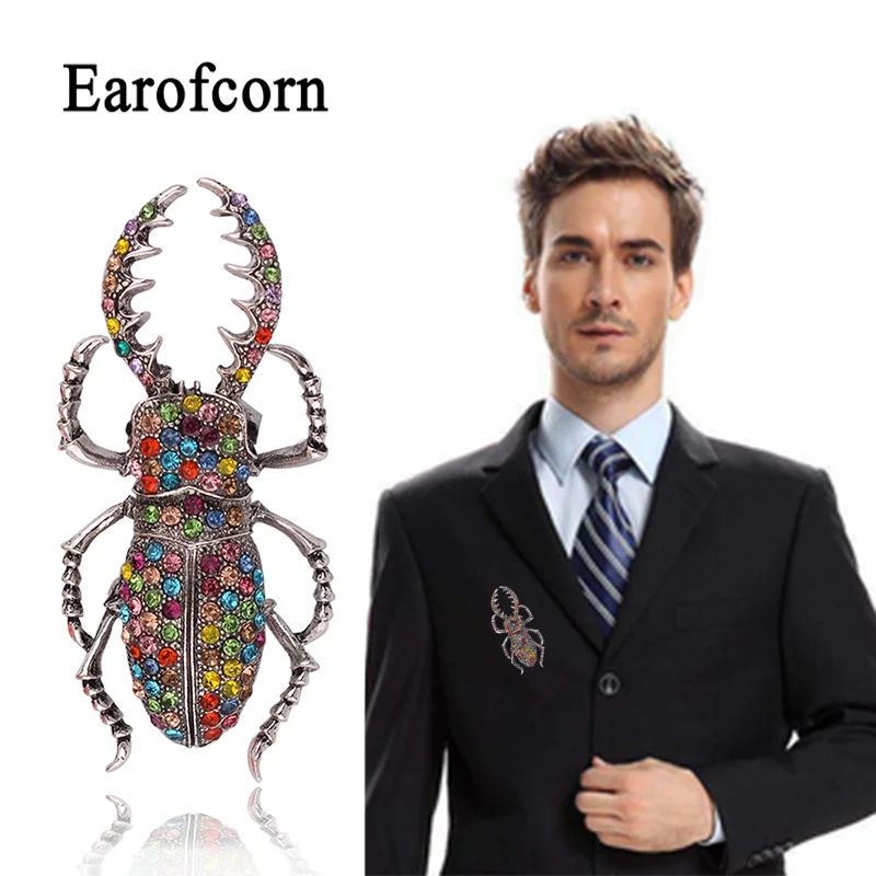 Earofcorn в наличии стразы броши форме жуков для женщин насекомое с эмалевым