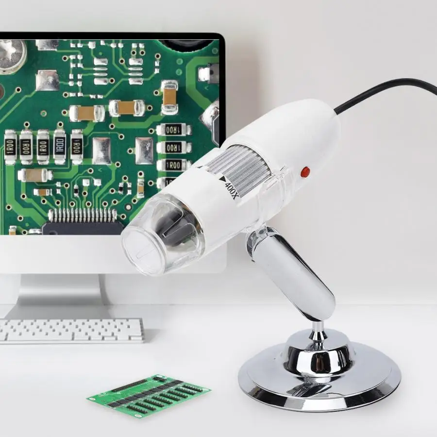 1 Set 25- 400x 8LED Magnification Camera TV/AV Electric Digital Microscope with Metal Stand US 110V-240V