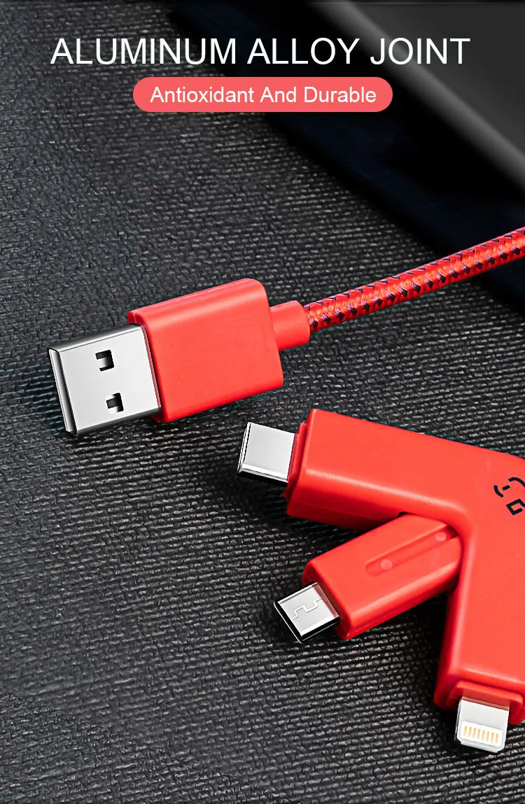 VLAMPO тройной USB кабель зарядное устройство для мобильного телефона 3 в 1 универсальный выдвижной разъем питания для Iphone Android type C Micro разъем