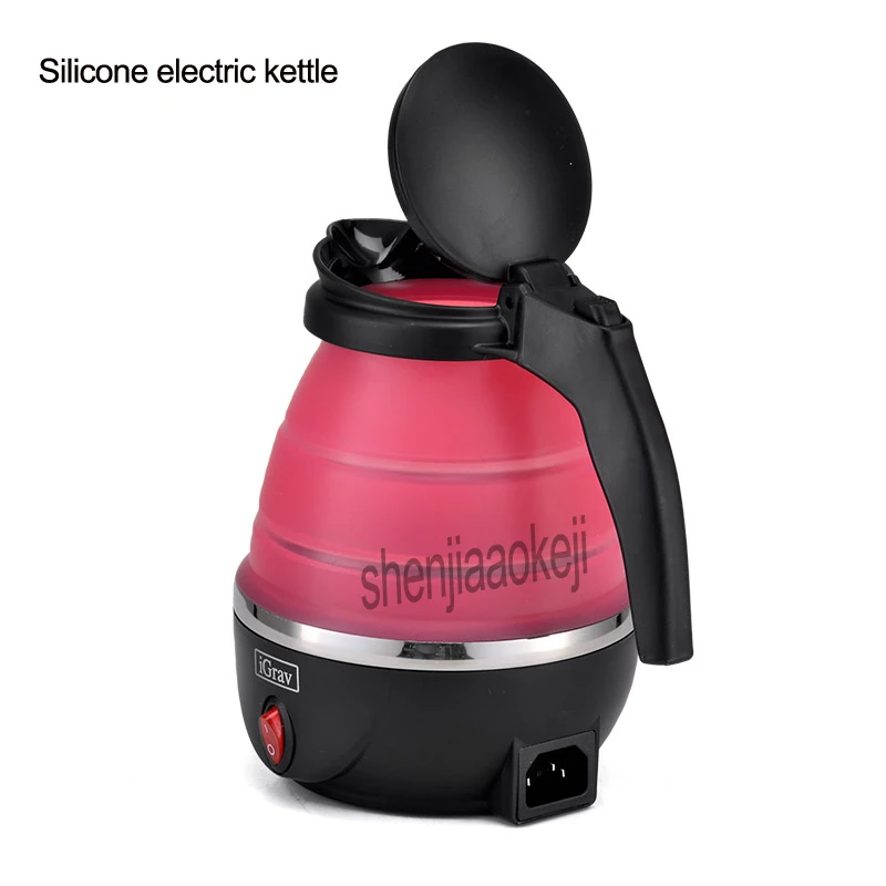 UpgradeFolding Travel water kettle Portable small capacity Stainless steel Mini hot water kettle Silicone electric kettle 220v