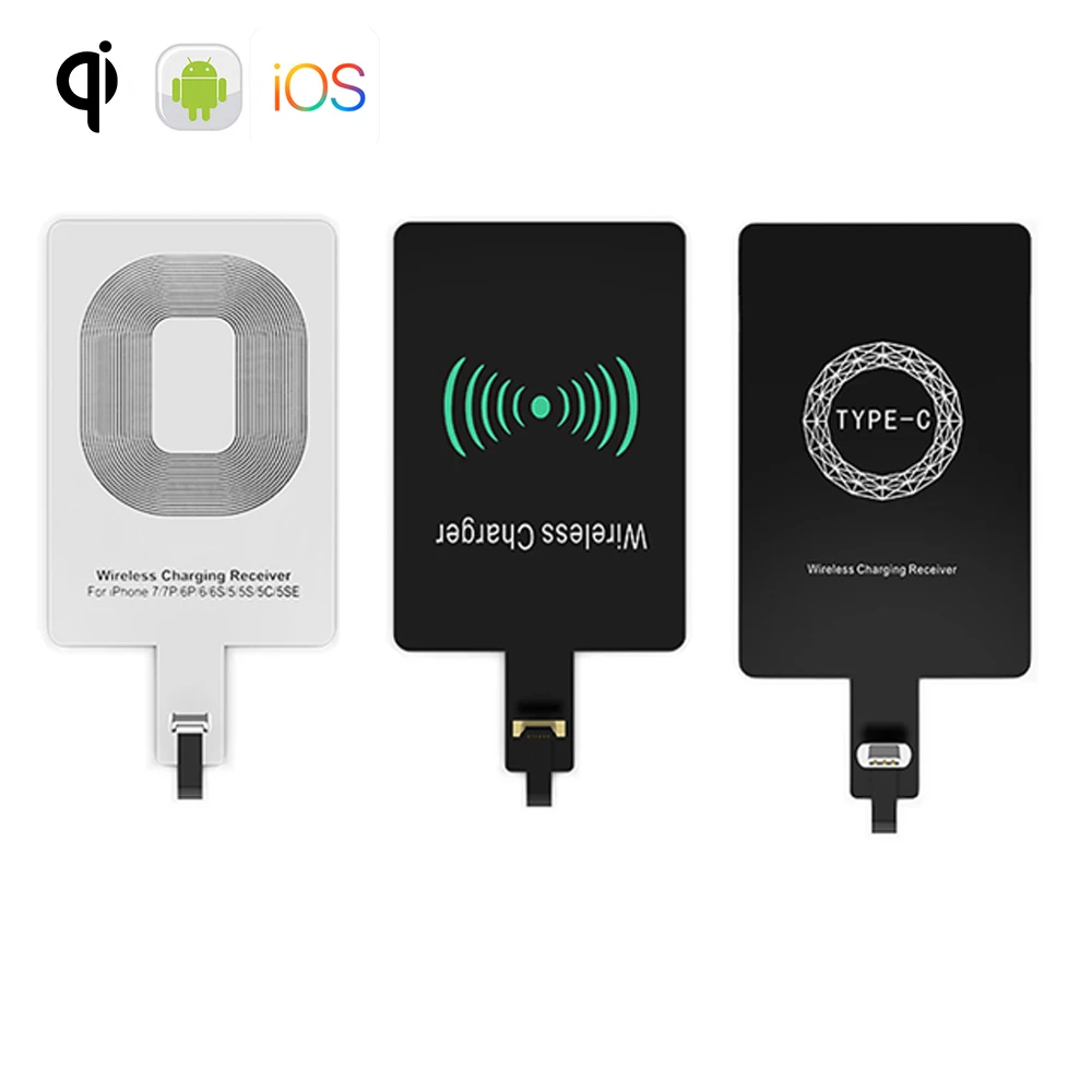 

Qi Wireless Charging Receiver For iPhone 7 6s Plus 5s Micro USB Type C Universal Fast Wireless Charger For Samsung Huawei Xiaomi