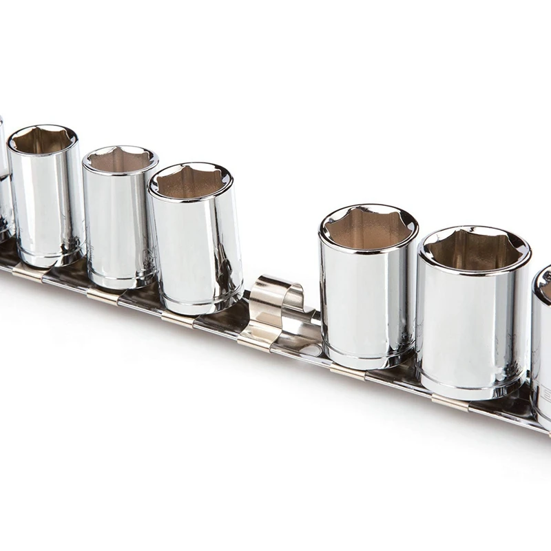 Горячее предложение XD-Socket Rack Holder 1/4 дюйма 3/8 дюйма 1/2 дюйма с 16 зажимами на рельсах, органайзер для хранения инструментов