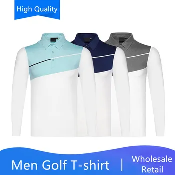 

2020 spring summer golf T-shirt men long-sleeved thin Sunscreen clothes golf sportswear breathable quick-dry collar buttons top