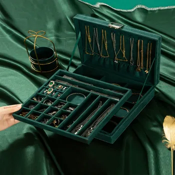 

Jewelry Storage Box Jewelry Box European High-End Luxury Hand Jewelry Box Earrings Necklace Exquisite Storage Large Capacity