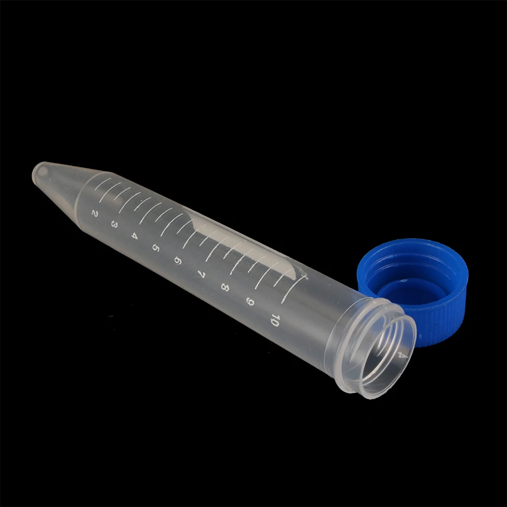 10ML Plastic Transparent Centrifuge Tube Screw Cap Cone Bottom Laboratory Vial Container Free-standing Lab Sample Analysis 5 Pcs