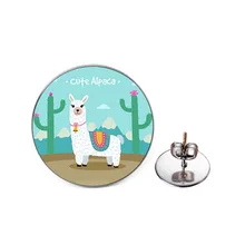 Ручная работа милые Мультяшные стеклянные серьги Альпака рисунок Альпака художественные стеклянные серьги кабошон серебряные серьги-гвоздики подарки YT05