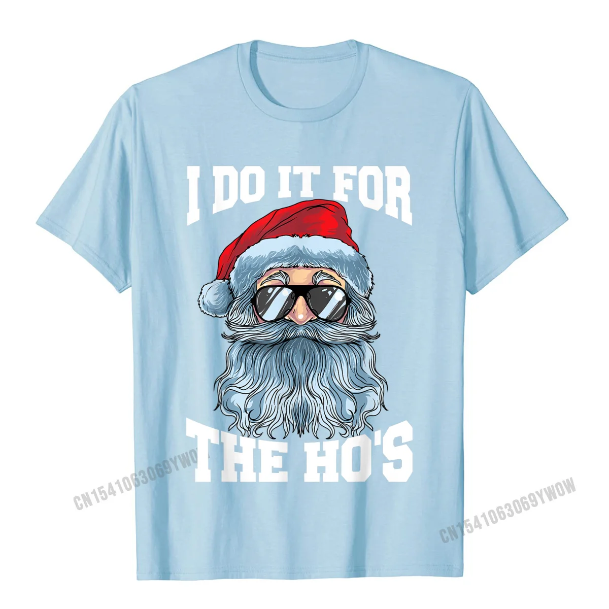 Oversized Geek Cool Top T-shirts O-Neck 100% Cotton Male Tops Tees Short Sleeve Summer Cool Tops & Tees Free Shipping I Do It For The Hos Inappropriate Christmas Funny Santa T-Shirt__735 light