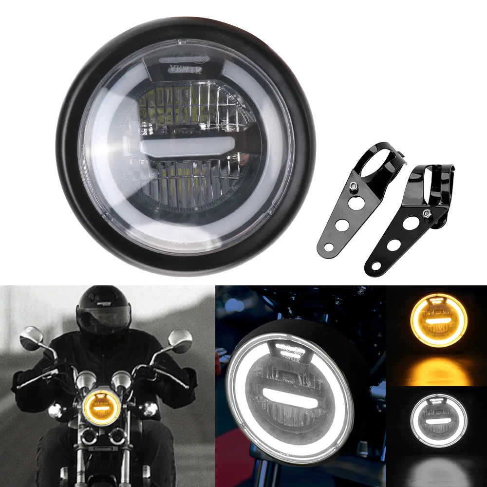 Motorcycle LED Head lamp 6.5 inch Universal Cafe Racer Bobber Vintage Headlamp Distance Light Refit Headlight |