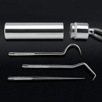 

3 Types/Sets Portable Toothpicks Stainless Steel Tooth Pick Sticks Pocket Toothpick with Holder for Teeth Cleaning Teeth Care