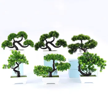

Artificial Green Plants Bonsai Simulation Plastic Small Tree Pot Plant Potted Ornaments For Home Table Garden Decoration 52841