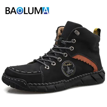 

Classic Men's Boots High Quality Leather Men Winter Boots Outdoor Waterproof Men Designer Sneakers Zapatillas Hombre Big Size 50