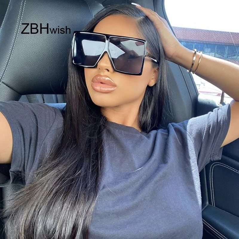 Oversized Shades Women Sunglasses Red Fashion Square Glasses Big Frame Luxury Sunglasses Vintage