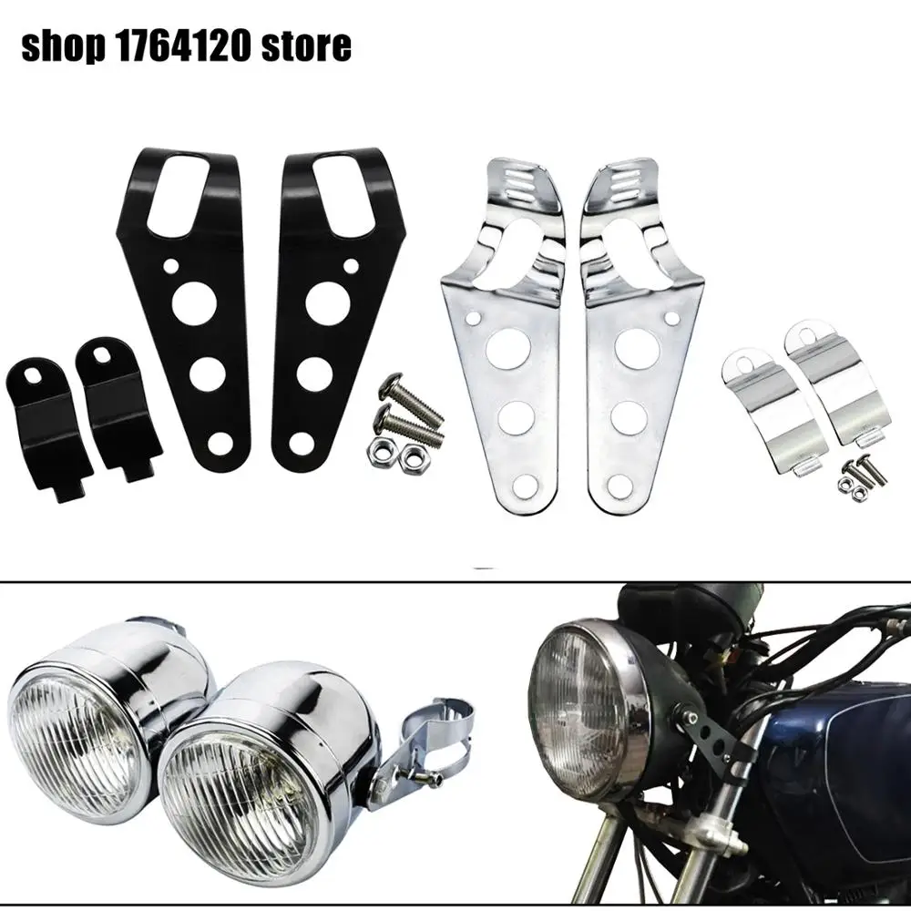 Staffa Portafaro Universale Per Moto | Kit Morsetto In Ferro Battuto Per Tubo Forcella 33-43 Mm, Nero, Per Chopper E Cafe Racer - 6