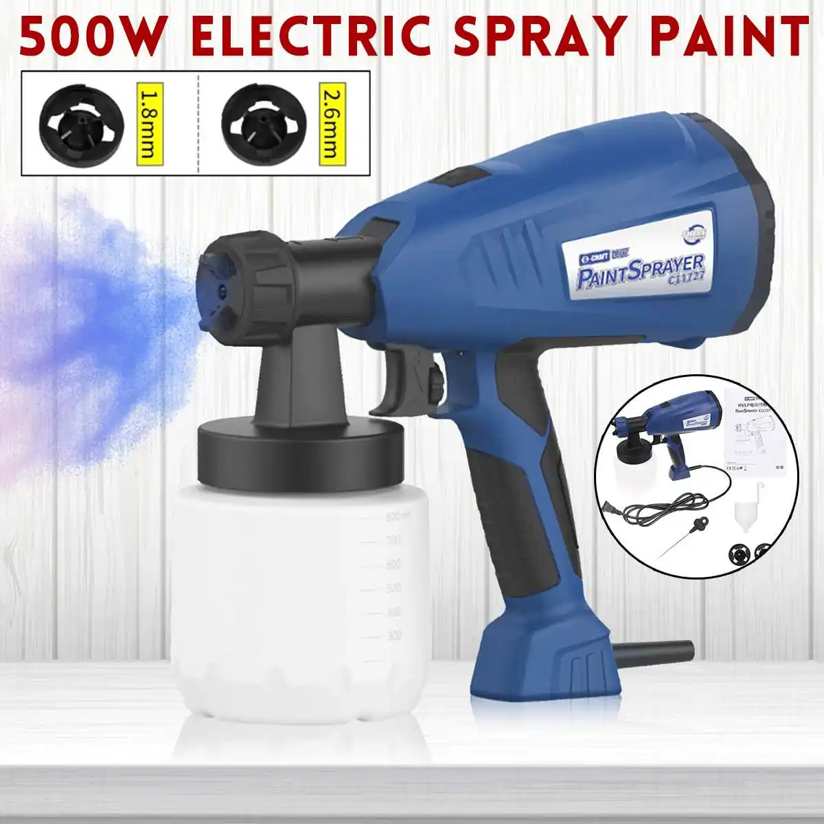 Doersupp 500 Вт электрические пульверизаторы распылители краски меньше распылитель краски Электрический авто мебель стальная щетка покрытия 220-240 В