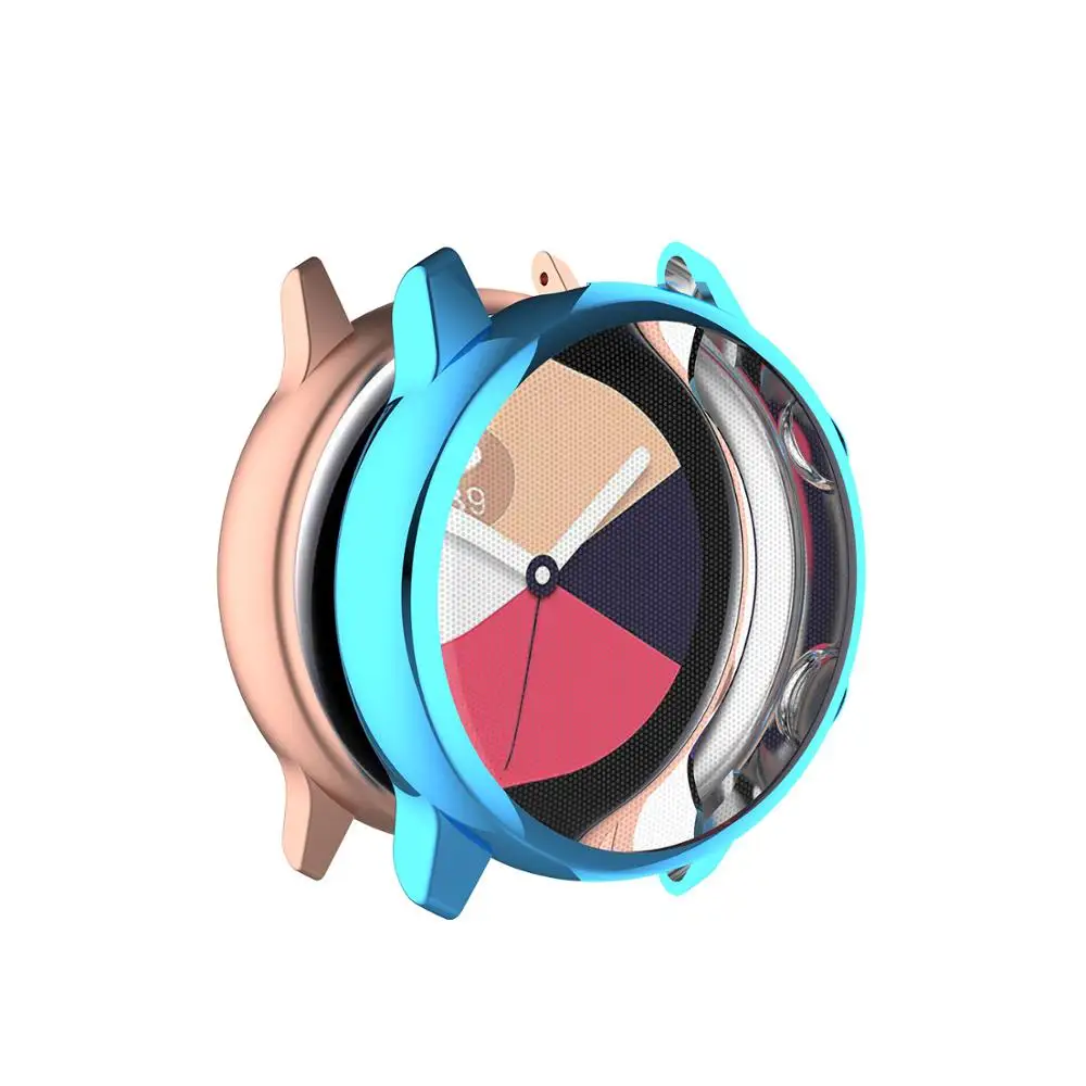 Чехол для galaxy watch active, для samsung galaxy watch active, 40 мм, SM-R500, защита Бампера, HD, полное покрытие экрана, защитный чехол - Цвет: Plating blue