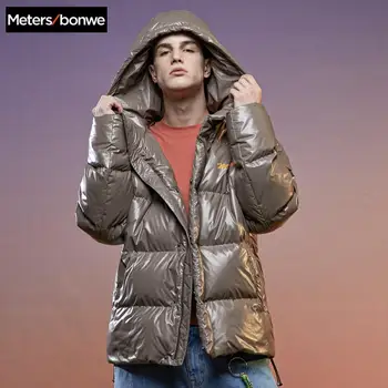 

Metersbonwe Thick Down Jacket Men Winter Warm 90% gray Duck Down Coat Hooded Solid Handsome Fashion Man Coat Outwear
