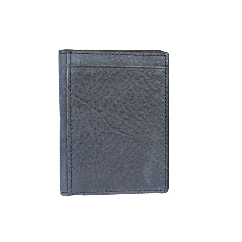 Solid Black Full Grain Genuine Leather Business Card Holder For Men Slim Card Wallet Thin ID Protection Case For Card Purse Bag - Color: navy