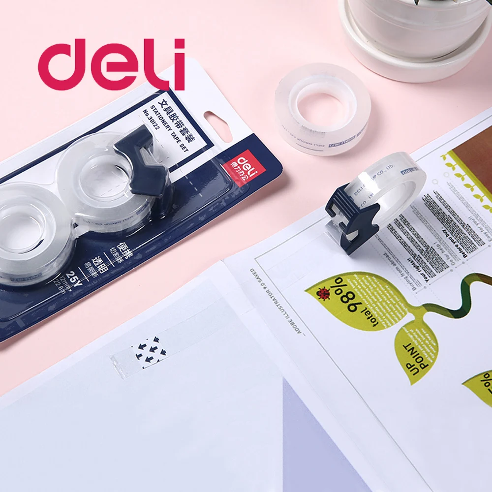 Deli 1 Набор прозрачная маленькая лента маленькая 1,2 см Студенческая измельченная узкая полоска офисные принадлежности канцелярские принадлежности с переносной резак