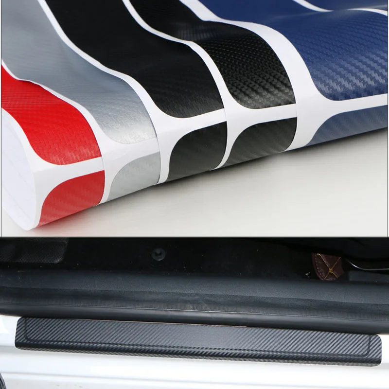 

Carbon Fiber Threshold Stickers For Ford EcoSport 2018 2019 Door Kick Protection Sticker protective Strip Car Accessories