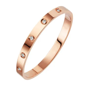 New Fashion Classic Women's Bangles For Women Gold Rose Gold Silver Color Rhinestone Bracelet Cuff Simple Trendy Jewelry