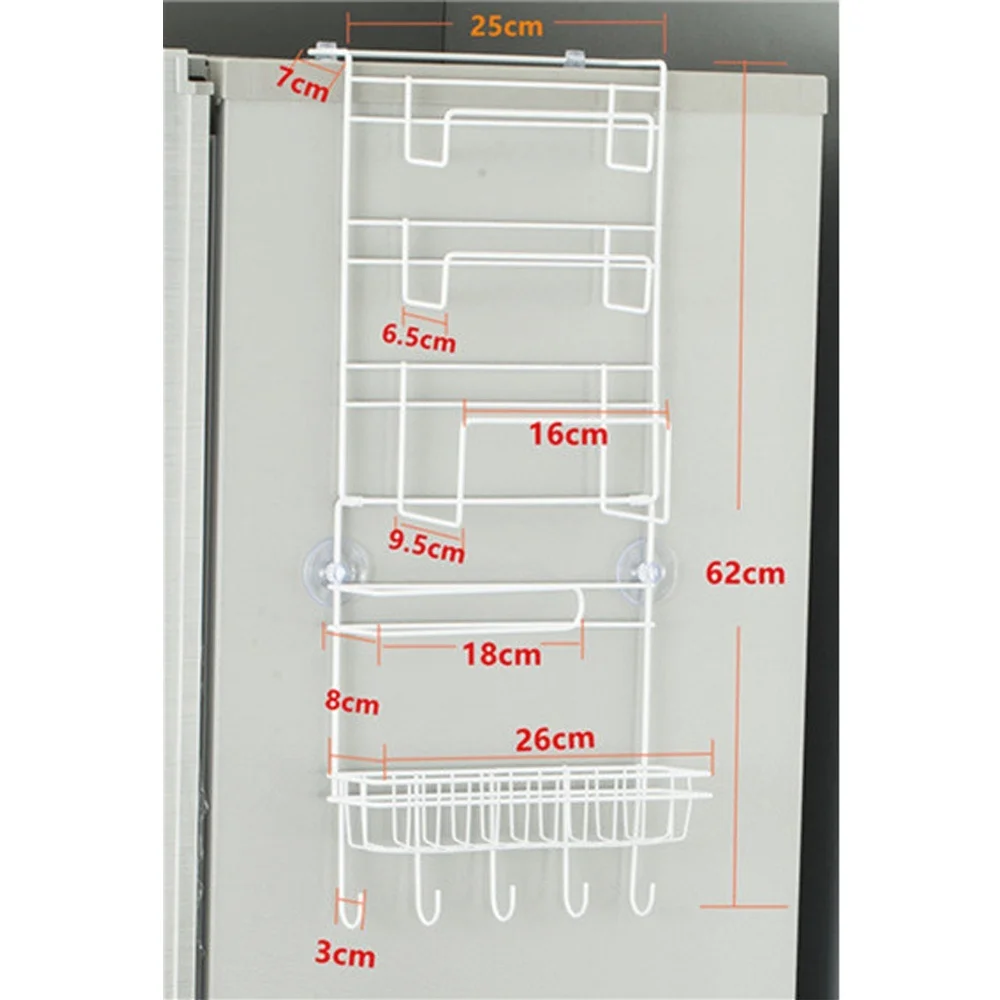 Multi-Layer Refrigerator Rack Side Shelf Sidewall Holder Multifunctional Kitchen Organizer Hanging Hook Fridge Storage White