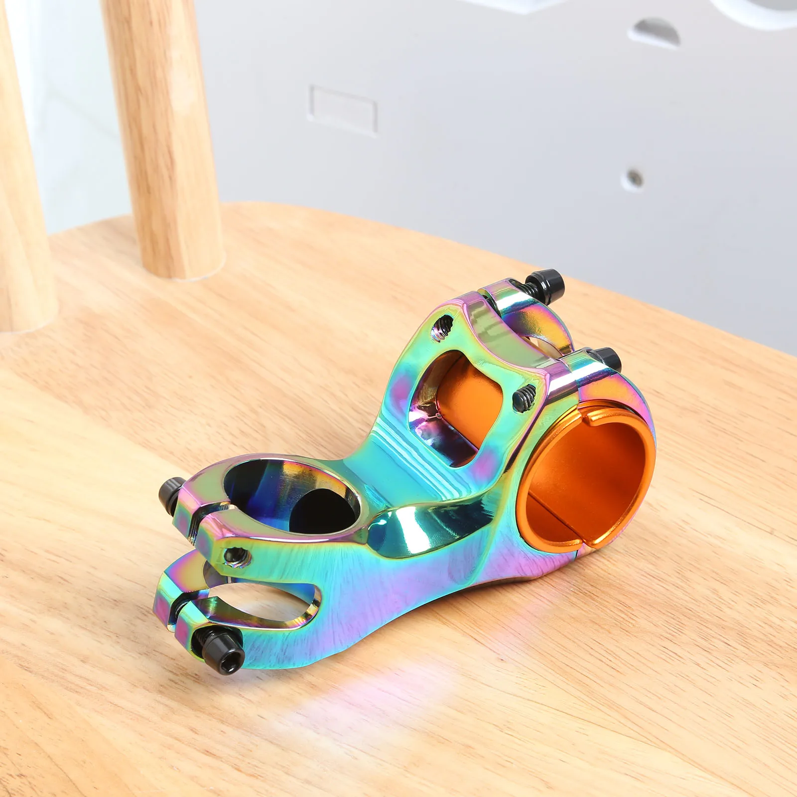 Rainbow Color Bicycle Handle Stem 35mm 31.8mm Aluminium Front 28.6mm MTB Mountain Road Bicycle Bicycle Stem AM/XC -17degrees 
